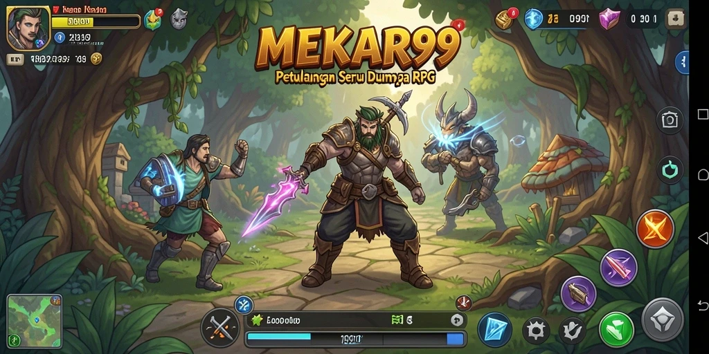 Menampilkan aksi epik dalam petualangan RPG MEKAR99.