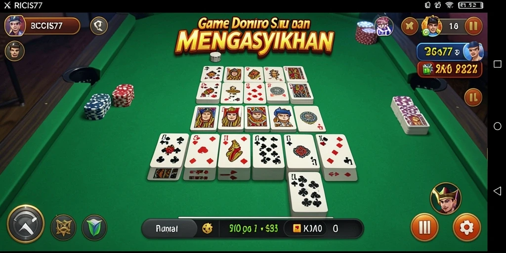 Screenshot RICIS77 menampilkan permainan domino yang menarik dan interaktif.