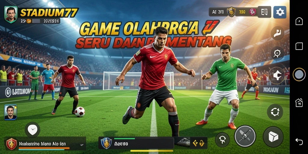 Screenshot STADIUM77 menampilkan aksi seru dalam game olahraga.