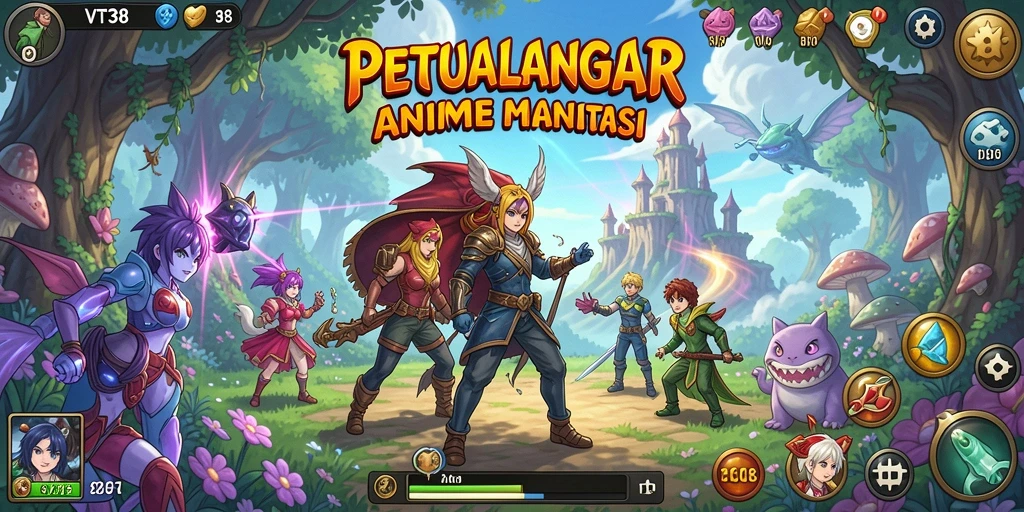 Tampilan gameplay VT38 yang menarik dengan aksi anime yang seru.